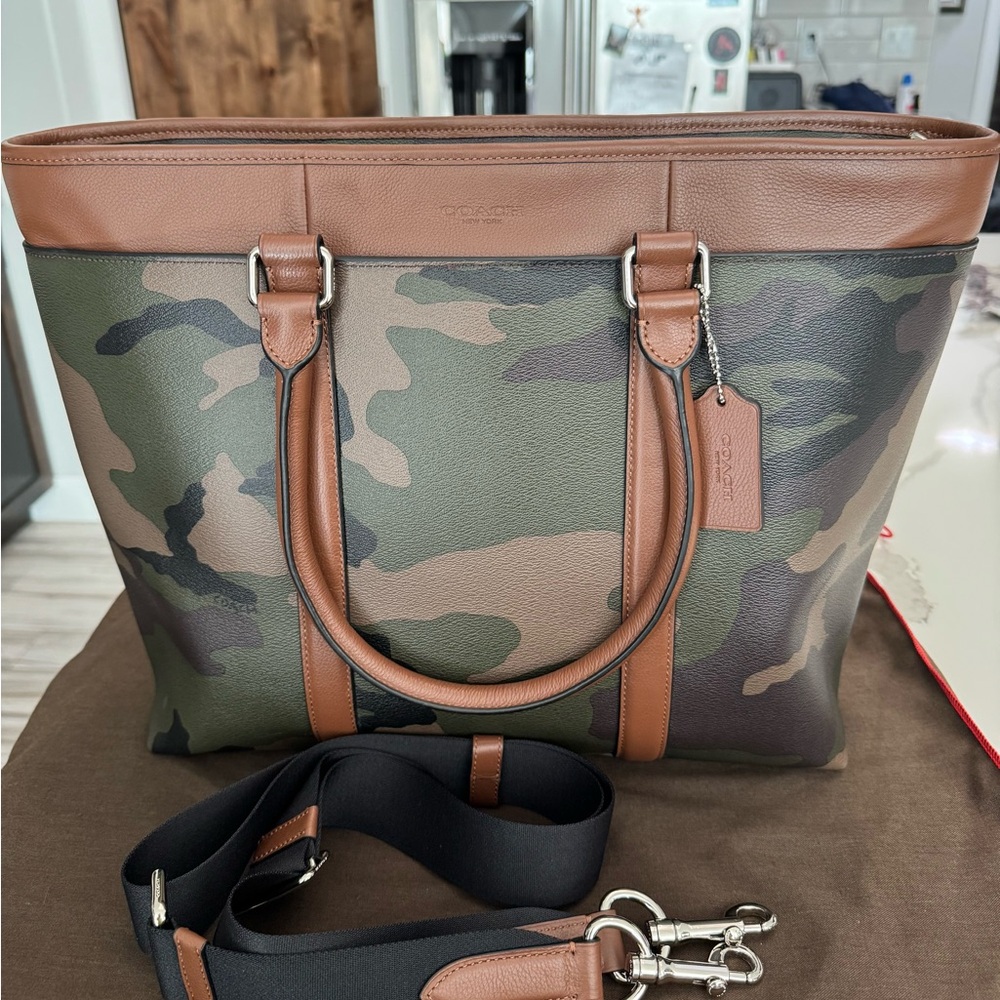 Coach Green and Brown Camouflage Messenger Bag